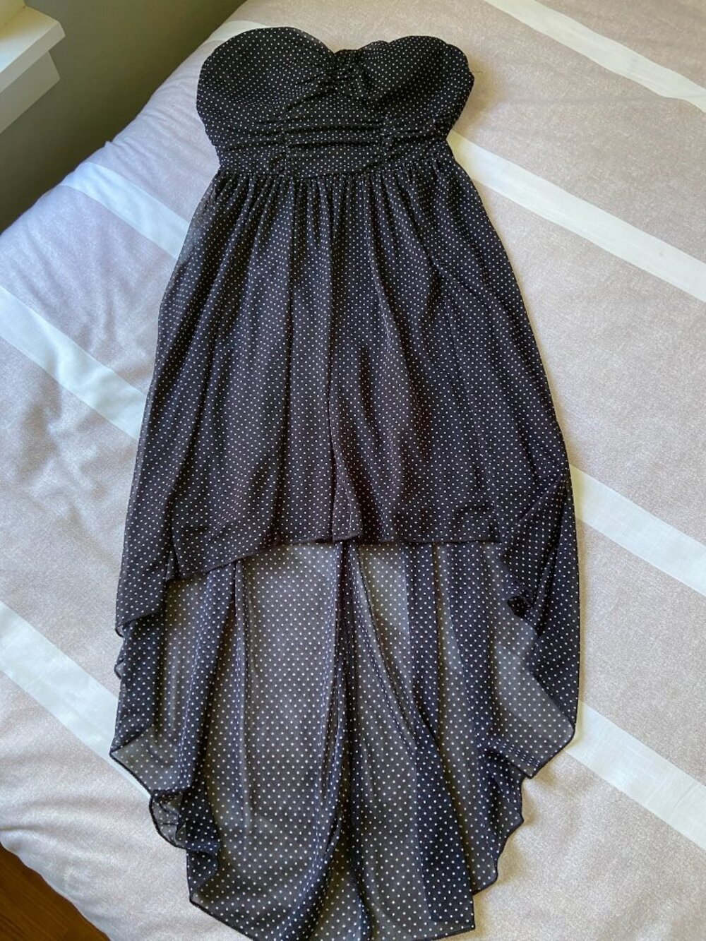 Like New Speechless Black White Polka Dot Strapless High Low Dress Sz 7
